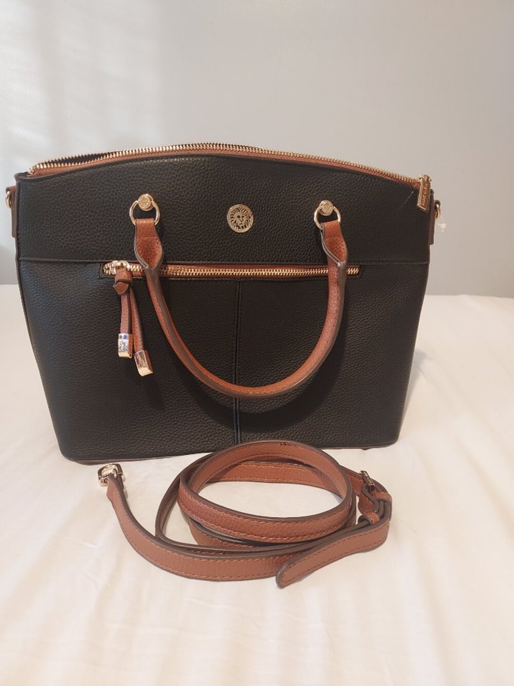 Anne Klein Dome Satchel Crossbody Strap/Handle Handbag